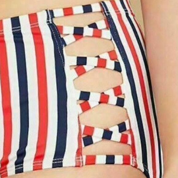 Swim by Cacique Red, White & Blue SwimSuit, Plus 26 Bottoms - Picture 6 of 11